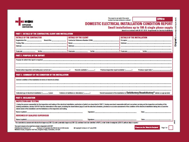 Electrician Condition Installation Report